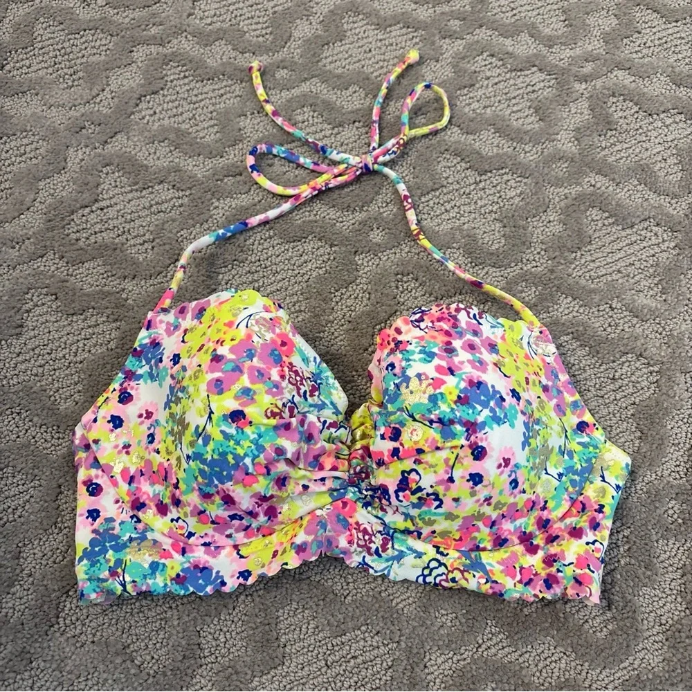 Victorias Secret The Flirt Ruched Bandeau Bikini Top Getaway Halter 32C Sexy - Picture 2 of 6